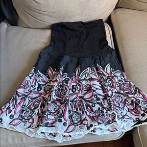 Motherhood Maternity Black Skirt with Pink & White Floral Panel